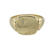 Load image into Gallery viewer, 9ct Gold &amp; Diamond Set Patterned Signet Ring
