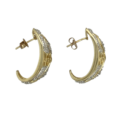 9ct Gold & Diamond Set Celtic Knot Half Hoop Stud Earrings