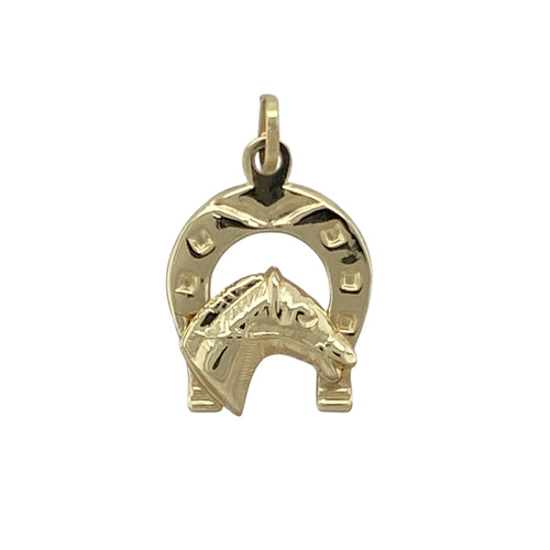9ct Gold Horse Head Horseshoe Pendant