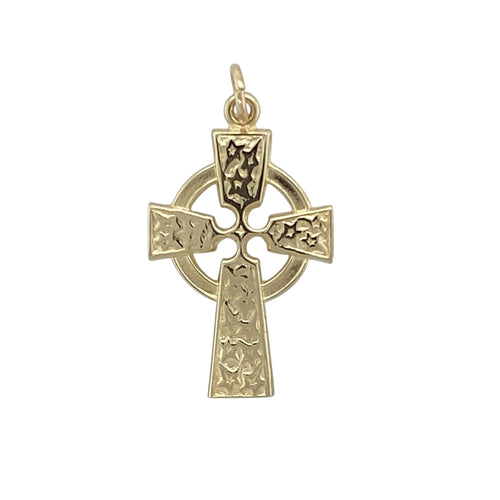 9ct Gold Patterned Celtic Cross Pendant