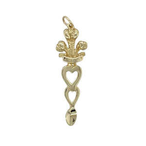 9ct Gold Welsh Three Feather Lovespoon Pendant