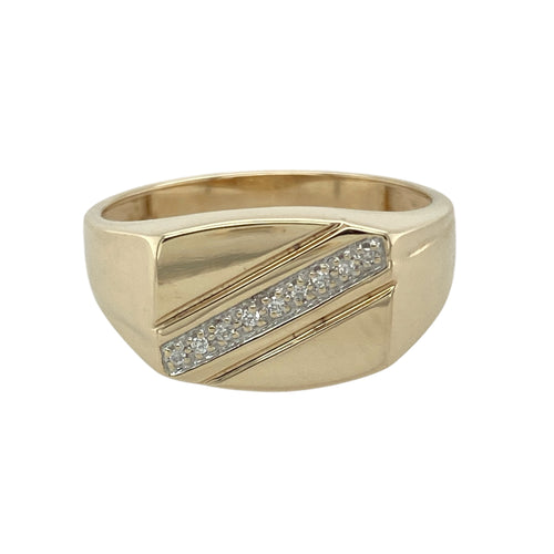 9ct Gold & Diamond Set Signet Ring