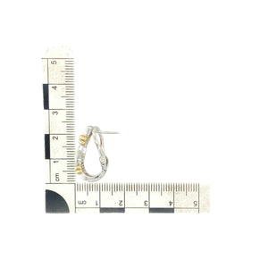 9ct White Gold & Diamond Set Curved Half Hoop Bar Stud Earrings