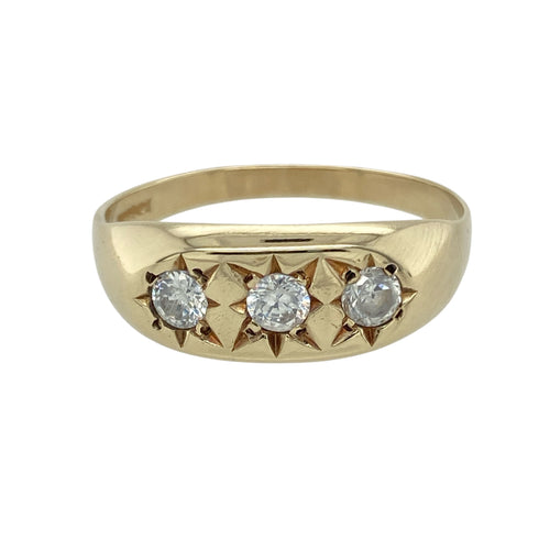 9ct Gold & Cubic Zirconia Set Trilogy Ring