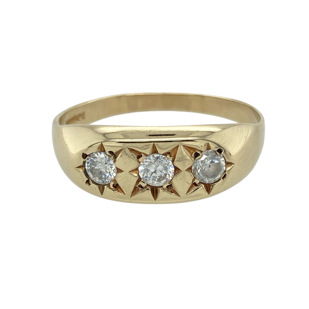 9ct Gold & Cubic Zirconia Set Trilogy Ring