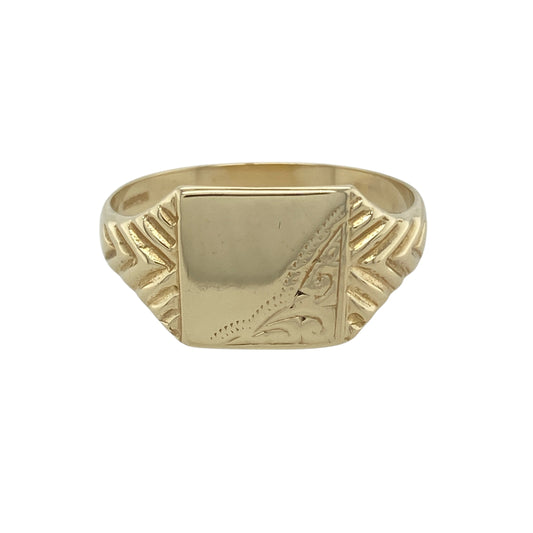 9ct Gold Patterned Signet Ring