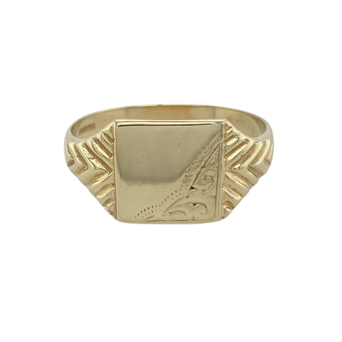 9ct Gold Patterned Signet Ring