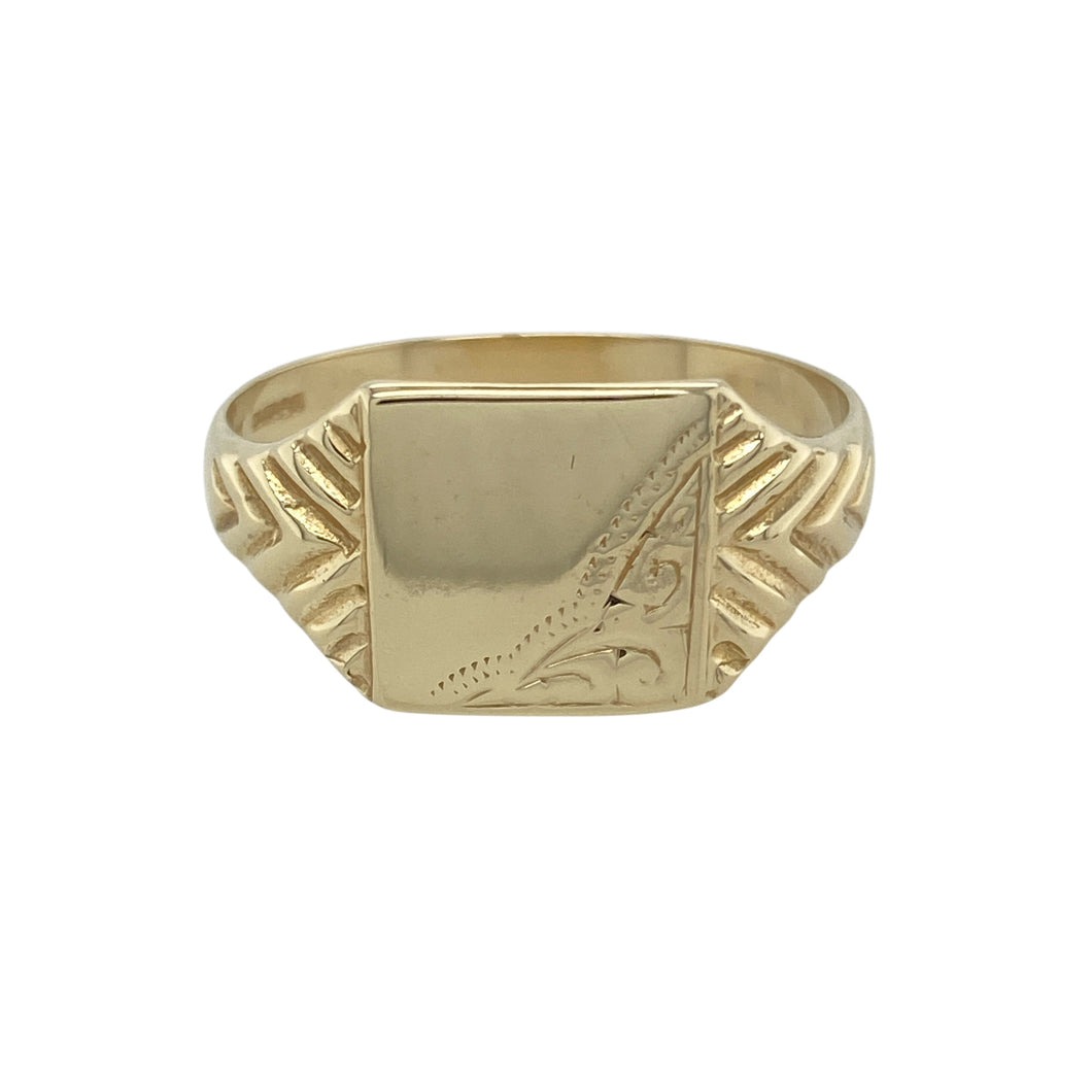 9ct Gold Patterned Signet Ring