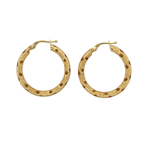 9ct Gold Open Textured Hoop Creole Earrings