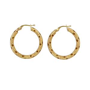 9ct Gold Open Textured Hoop Creole Earrings