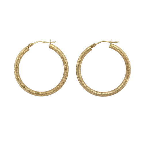 9ct Gold Textured Hoop Creole Earrings