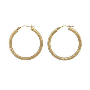 9ct Gold Textured Hoop Creole Earrings
