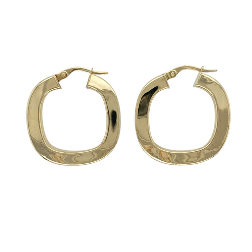 9ct Gold Plain Rounded Square Creole Earrings
