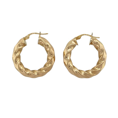 9ct Gold Twisted Hoop Creole Earrings