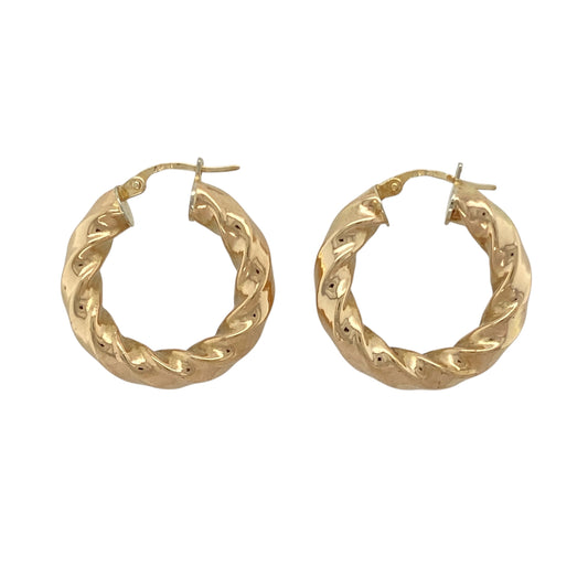 9ct Gold Twisted Hoop Creole Earrings