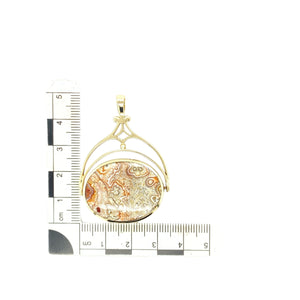 9ct Gold Jasper & Agate Set Fob Pendant