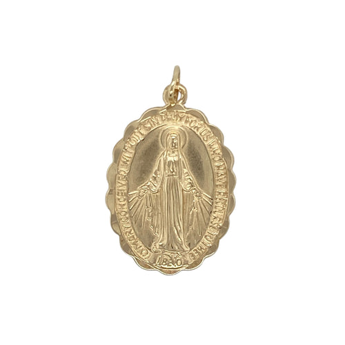 9ct Gold Mary Mother of God Oval Pendant