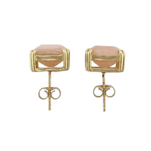 Load image into Gallery viewer, 9ct Gold &amp; Pink Stone Square Stud Earrings
