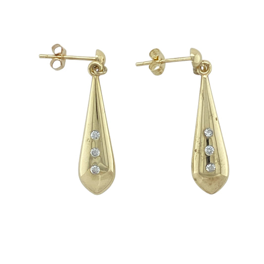 9ct Gold & Cubic Zirconia Set Drop Earrings