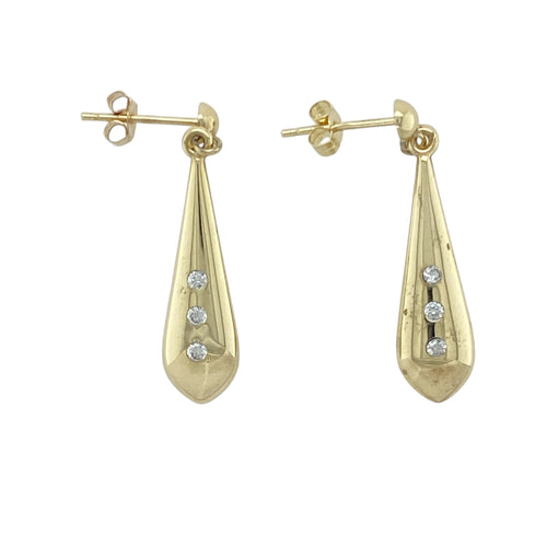 9ct Gold & Cubic Zirconia Set Drop Earrings