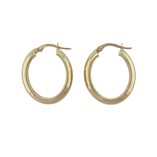 9ct Gold Oval Plain Creole Earrings