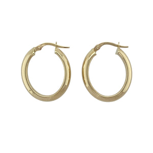9ct Gold Oval Plain Creole Earrings
