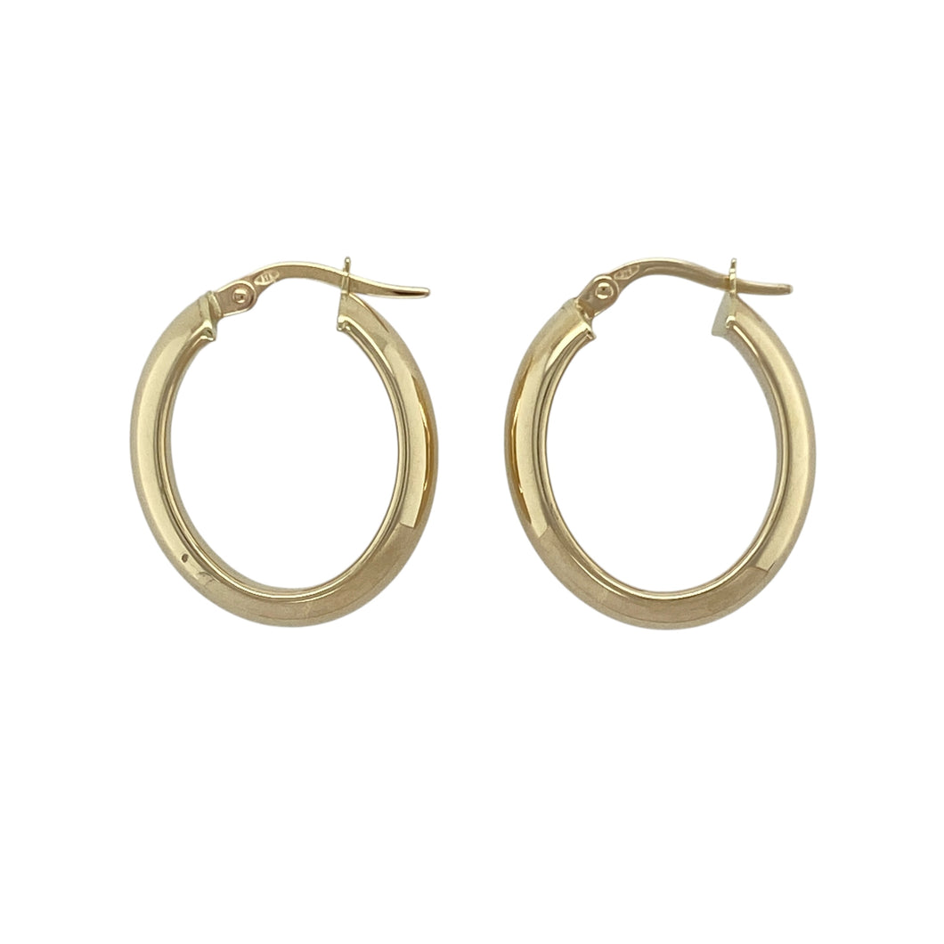 9ct Gold Oval Plain Creole Earrings