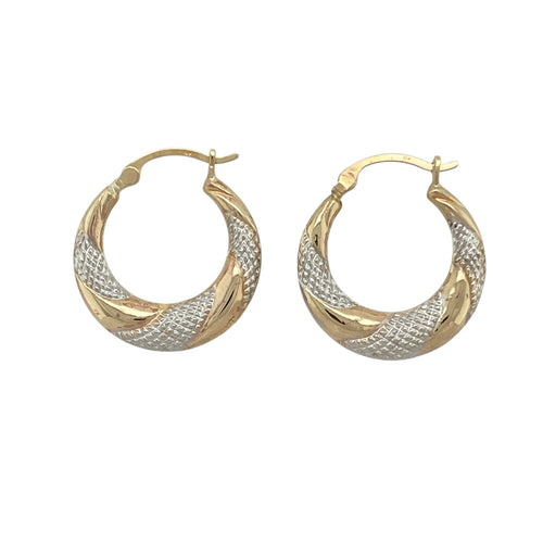9ct Gold Patterned Hoop Creole Earrings