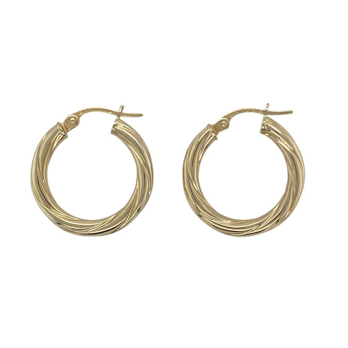 9ct Gold Twisted Hoop Creole Earrings