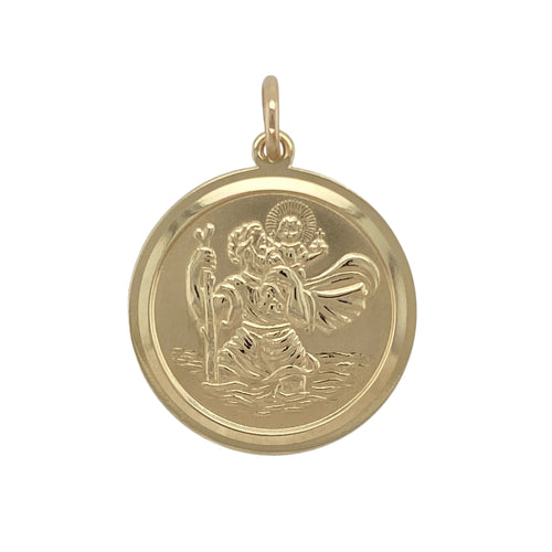 9ct Gold Round St Christopher Pendant
