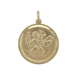 9ct Gold Round St Christopher Pendant