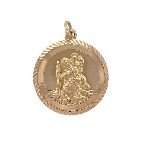9ct Gold Round St Christopher Pendant