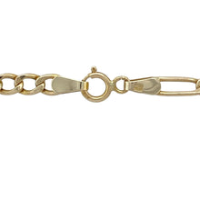 Load image into Gallery viewer, Add classic texture and versatile shine to your collection with this pre-owned 9ct yellow gold 18&quot; Figaro chain—perfect for everyday wear with timeless appeal.

Design: The chain features a 3mm wide Figaro link pattern with alternating short and long links, offering a distinctive and elegant look.
Material: Made from 9-carat yellow gold, the polished finish highlights the classic link style with a warm, radiant glow.

