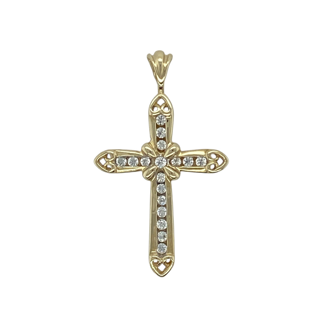9ct Gold & Cubic Zirconia Set Cross Pendant