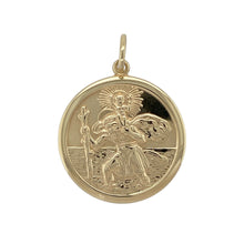 Load image into Gallery viewer, 9ct Gold Round Double Sided St Christopher Pendant
