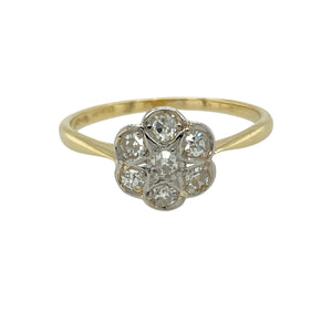 18ct Gold & Diamond Set Vintage Flower Cluster Ring