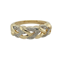 Load image into Gallery viewer, 9ct Gold &amp; Diamond Set Plaited Band Ring
