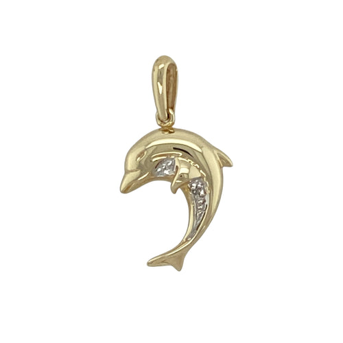9ct Gold & Diamond Set Dolphin Pendant