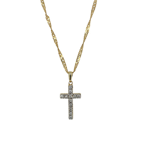 9ct Gold & Diamond Set Cross 18