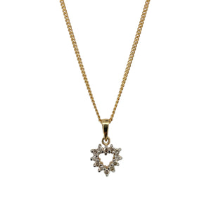 9ct Gold & Diamond Set Open Heart 16" Necklace