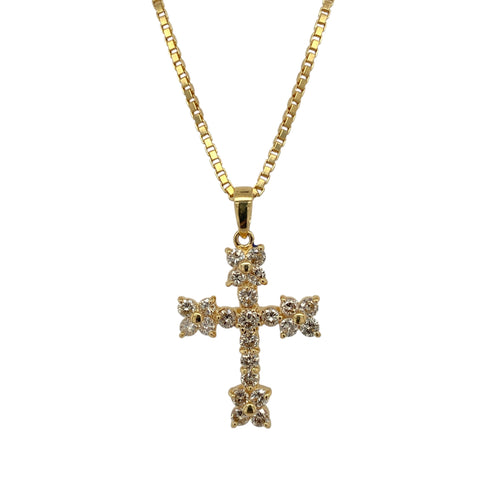 18ct Gold & Diamond Set Cross 20