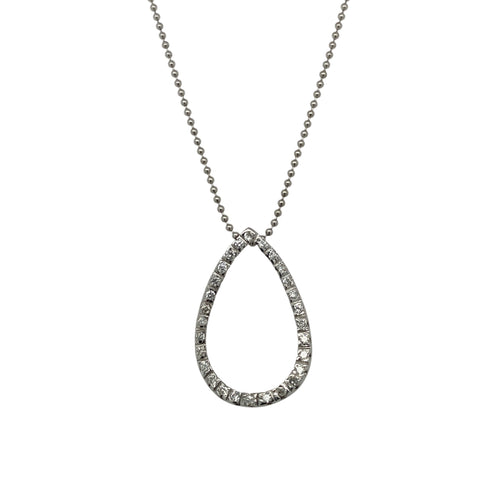 18ct White Gold & Diamond Set Open Teardrop 18
