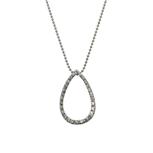 18ct White Gold & Diamond Set Open Teardrop 18" Necklace