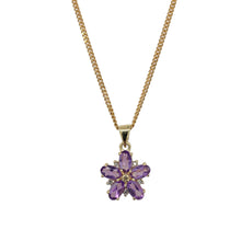 Load image into Gallery viewer, 9ct Gold Diamond &amp; Amethyst Set Flower 18&quot; Necklace
