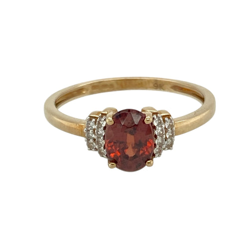9ct Gold Diamond & Garnet Set Ring
