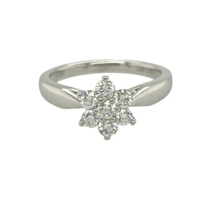 18ct White Gold & Diamond Set Flower Cluster Ring