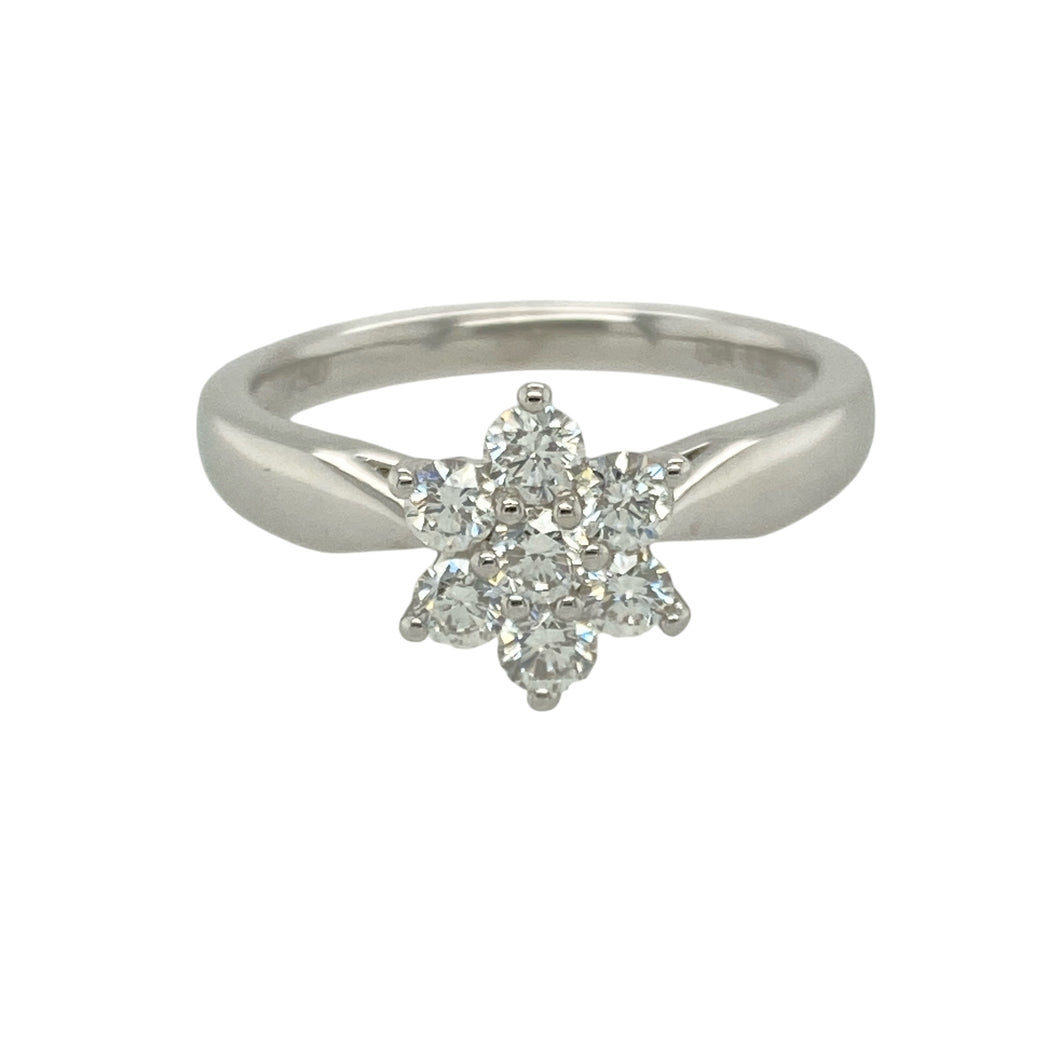 18ct White Gold & Diamond Set Flower Cluster Ring