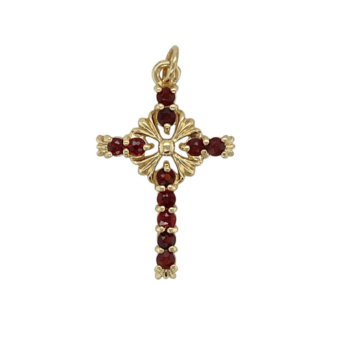 9ct Gold & Garnet Set Cross Pendant