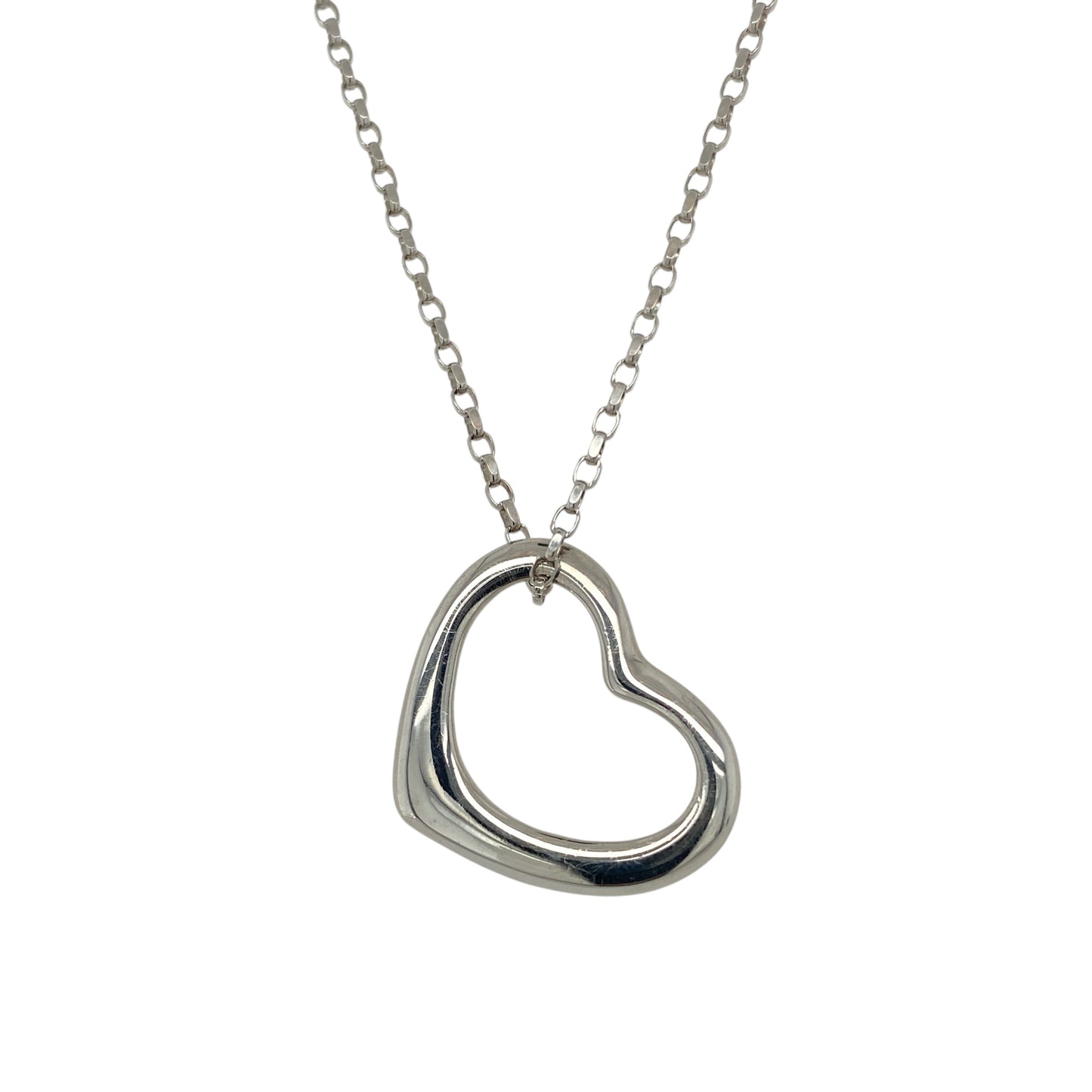 9ct White Gold Open Heart 20" Necklace