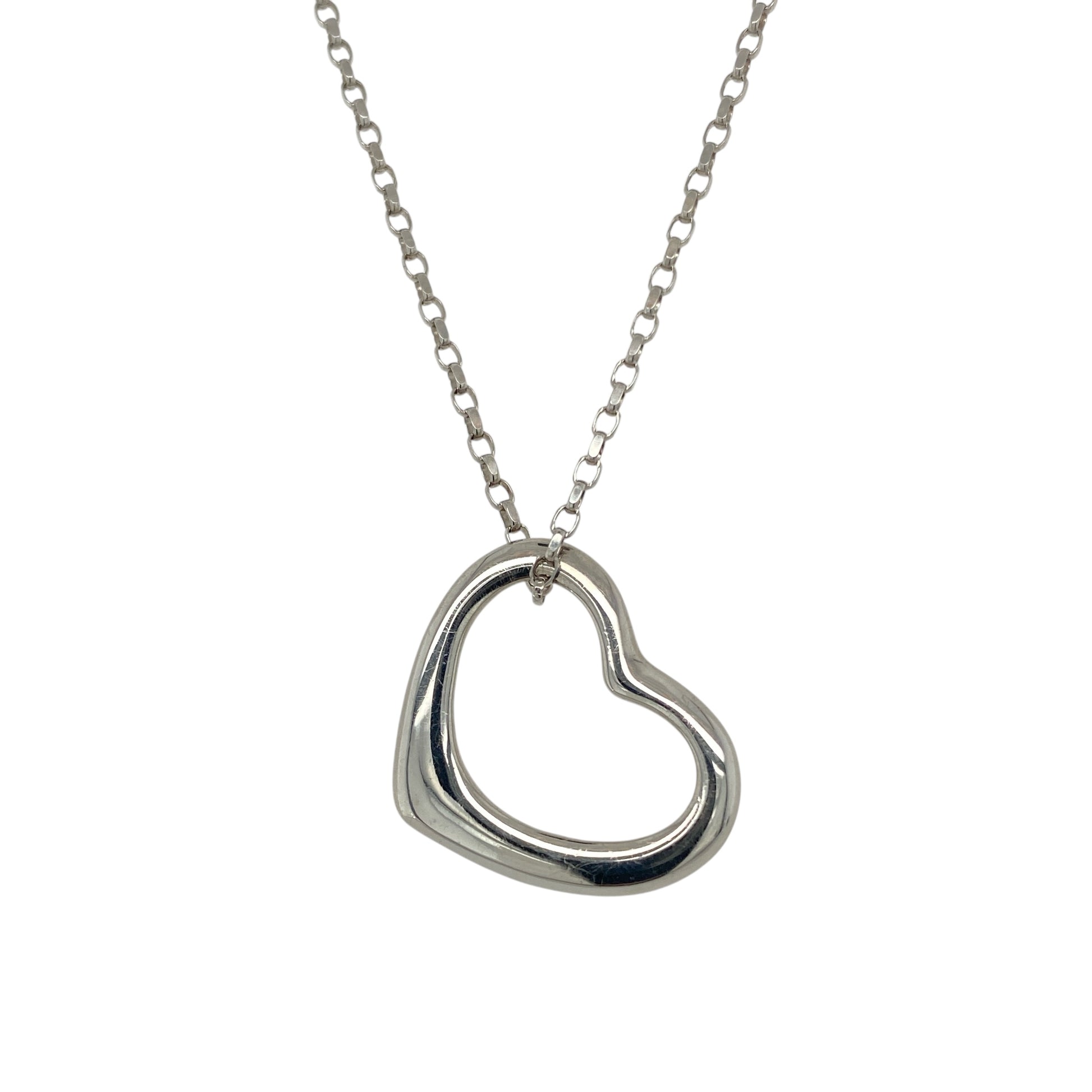 9ct White Gold Open Heart 20" Necklace
